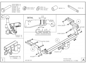 ТСУ Фаркоп оцинкованный Galia шар A для Toyota Yaris № T057A