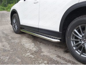 Пороги с площадкой алюминиевый лист 60 мм для Mazda CX-5 № MAZCX517-21
