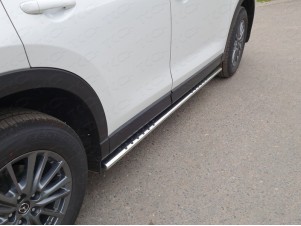 Пороги овальные с проступью 75х42 мм для Mazda CX-5 № MAZCX517-26