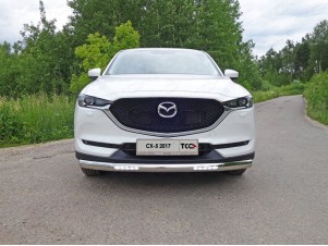 Защита передняя овальная с ДХО 75х42 мм для Mazda CX-5 № MAZCX517-32