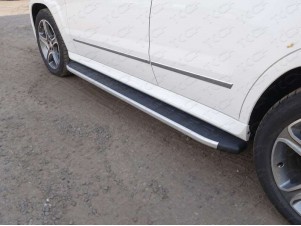 Пороги алюминиевые ТСС с накладкой для Mercedes-Benz GLK № MERGLK220D14-07AL