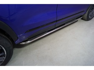 Пороги овальные гнутые с накладкой 75х42 мм для Exeed LX 1.5L Turbo 2WD 2022 – н.в. EXEEDLX22-14