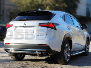 Защита заднего бампера двойная 60-43 мм для Lexus NX200t № LNXT_3.1