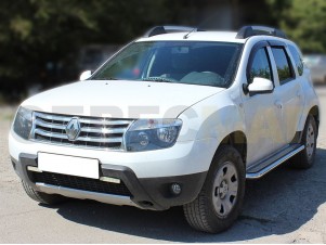 Пороги с площадкой алюминиевый лист 53 мм для Renault Duster № RD_2.2