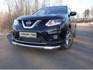 Защита передняя овальная с ДХО 75х42 мм для Nissan X-Trail № NISXTR15-24