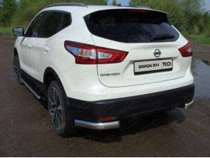 Защита задняя овальные уголки 75х42 мм для Nissan Qashqai № NISQASHSPB15-17