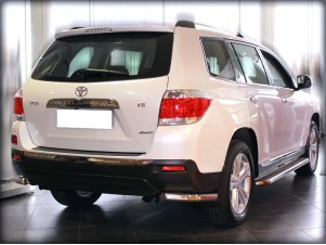 Защита заднего бампера "уголки" одинарные d-60 для Toyota Highlander 2010-2013 HYG2010_3