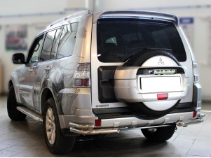 Защита задняя уголки двойные 60-43 мм для Mitsubishi Pajero 4 № МР2015_2