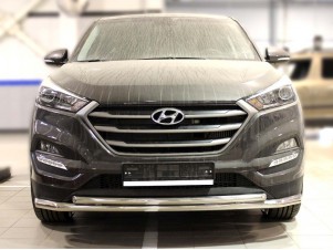 Защита передняя двойная 60-43 мм с подгибами для Hyundai ix-35 № HIX35_1.2
