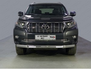 Защита передняя овальная с ДХО 75х42 мм для Toyota Land Cruiser Prado 150 № TOYLC15017-16