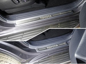 Накладки на пластиковые пороги шлифованный лист надпись Toyota 4 штуки для Toyota Land Cruiser Prado 150 № TOYLC15017-26
