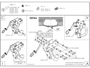 Фаркоп оцинкованный для Toyota Land Cruiser J250 2023-н.в., Lexus GX J250 2023-н.в. условно-съемное крепление шара №T081A