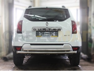 Защита заднего бампера двойная 60-53 мм без фаркопа для Renault Duster № RD15_3.2