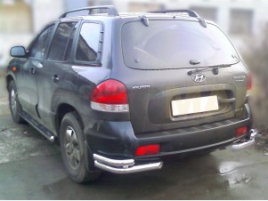 Защита задняя уголки двойные 60-43 мм для Hyundai Santa Fe Classic № HS_5