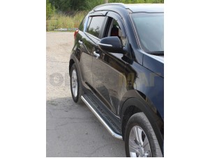 Пороги с площадкой алюминиевый лист 60 мм для Kia Sportage № KSP10_2.1