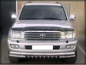 Защита передняя двойная 76-60 мм с защитой картера для Toyota Land Cruiser 100 № LC 4