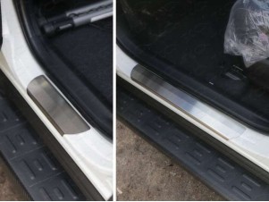 Накладки на пороги шлифованный лист  для Toyota RAV4 № TOYRAV15-03