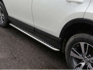 Пороги с площадкой алюминиевый лист 42 мм для Toyota RAV4 № TOYRAV15-14