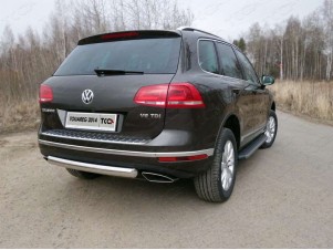 Защита заднего бампера овальная 75х42 мм для Volkswagen Touareg № VWTOUAR14-18