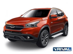 Порог-площадка "Silver" F180AL Rival + комплект крепежа Chery Tiggo 7 2019-2020, Chery Tiggo 8 2020-н.в., Chery Tiggo 8 Pro 2021-н.в.,Chery Tiggo 8 Pro Max 2022-н.в., Exeed LX 2022-н.в. №F180AL.0905.2