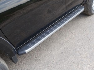 Пороги алюминиевые ТСС с накладкой для Mitsubishi L200 № MITL20019-35AL
