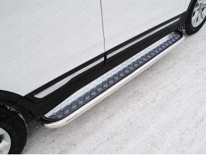 Пороги с площадкой алюминиевый лист 60 мм для Chery Tiggo 5 № CHERTIG514-14