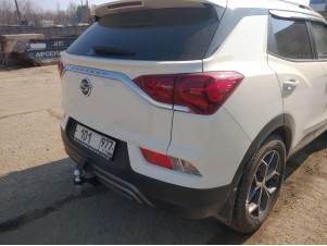 Фаркоп для KGM Korando 2023-н.в., Ssang Yong Korando 4 2019-2023 съемное крепление шара под американский квадрат №FA 0670-E