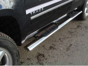 Пороги труба овальная с накладками 120х60 мм для Chevrolet Tahoe № CHEVTAH12-03