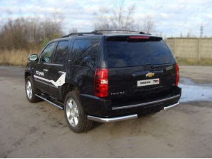 Защита заднего бампера уголки 75х42 мм для Chevrolet Tahoe № CHEVTAH12-05