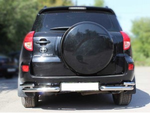 Защита заднего бампера "уголки" d-60+43 для Toyota RAV-4 TRN_7.1