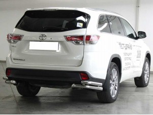 Защита заднего бампера "уголки" двойные d-60+53 для Toyota Highlander 2017-2019 HYG2017_3.4