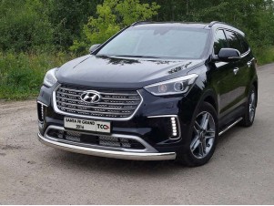 Защита передняя овальная 75х42 мм для Hyundai Santa Fe Grand № HYUNSFGR16-01