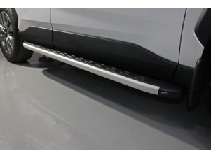 Пороги алюминиевые ТСС с накладкой для Toyota RAV4 № TOYRAV19-23AL