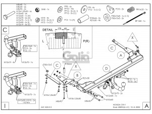 ТСУ Фаркоп оцинкованный Galia шар A для Honda CR-V (IV) № H089A