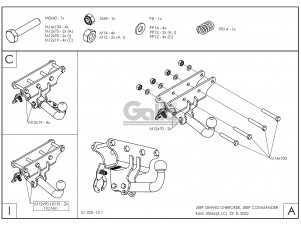 ТСУ Фаркоп оцинкованный Galia шар A для Jeep Commander/Grand Cherokee № J006A