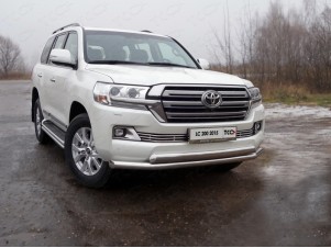 Защита переднего бампера двойная 76-75 мм для Toyota Land Cruiser 200 № TOYLC20015-01