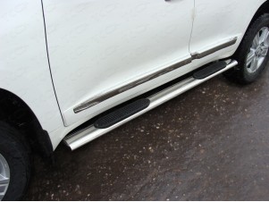 Пороги труба овальная с накладками 120х60 мм для Toyota Land Cruiser 200 № TOYLC20015-10